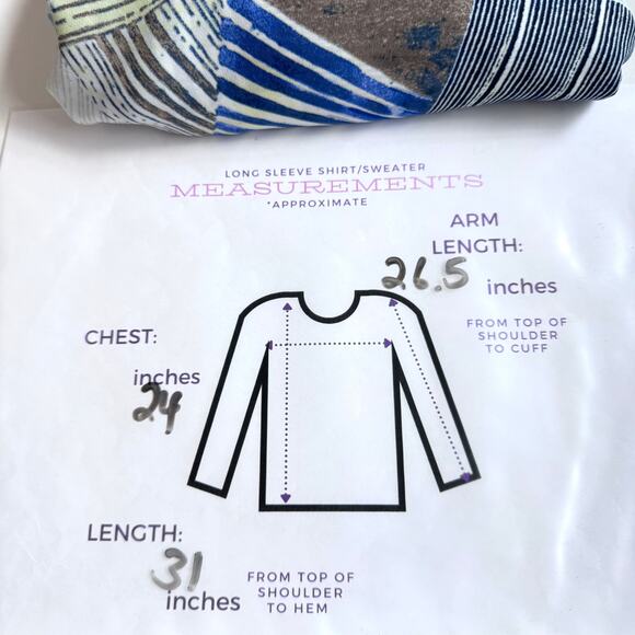 Chico's Womens Flowy Blouse Top Size XL Geo Print Classic Office Career Blue - Picture 8 of 8